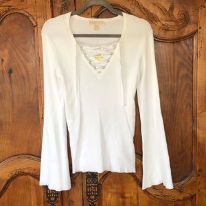 Michael Kors White Bell Sleeve Sweater